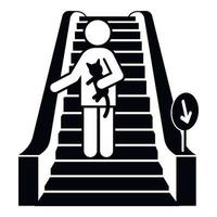 homem escada rolante para baixo ícone, estilo simples vetor