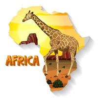 animal africano selvagem no mapa vetor