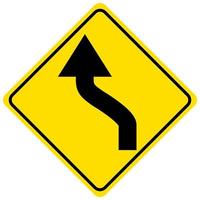 aviso para um sinal amarelo de curva dupla em fundo branco vetor