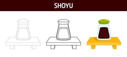 planilha de rastreamento e coloração de shoyu para crianças vetor