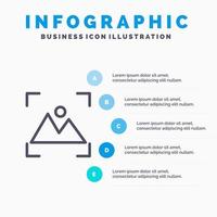 ícone de linha de fotografia de foco de colheita com fundo de infográficos de apresentação de 5 etapas vetor