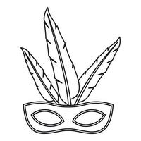 máscara de carnaval com ícone de penas, estilo de estrutura de tópicos vetor