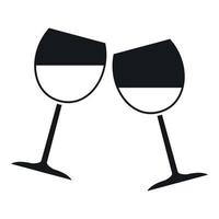 ícone de duas taças de vinho, estilo simples vetor