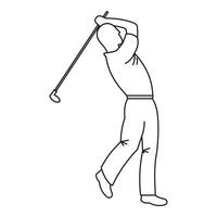 ícone de jogador de golfe, estilo de estrutura de tópicos vetor