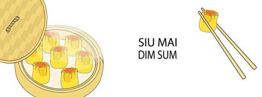 siu mai dim sum ilustração em vetor de fundo de bolinhos cozidos no vapor