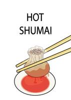 cartazes de bolinhos cozidos no vapor hot shumai ilustração vetorial vetor
