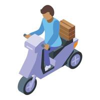 vetor isométrico de ícone de scooter de correio. entrega de alimentos