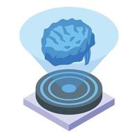 vetor isométrico do ícone do holograma do cérebro. CAD digital