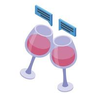 vetor isométrico do ícone dos copos de vinho. brinde de vidro