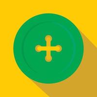 ícone de botão de costura verde, estilo simples vetor