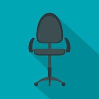 ícone de cadeira de escritório moderno preto, estilo simples vetor
