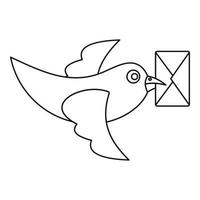 pássaro pombo voando com ícone de envelope vetor
