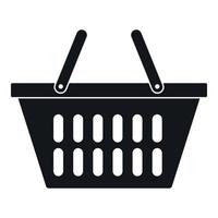 ícone de cesto de compras de plástico, estilo simples vetor
