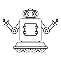 robô de máquina no ícone de rodas, estilo de estrutura de tópicos vetor