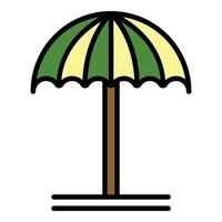vetor de contorno de cor de ícone de guarda-chuva de praia