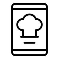 vetor de contorno do ícone do menu do cozinheiro do smartphone. entrega de alimentos
