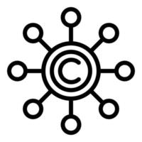 vetor de contorno do ícone de direitos autorais. patente de lei