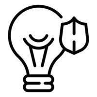 vetor de contorno de ícone de idéia de lâmpada de lei. marca registrada da justiça