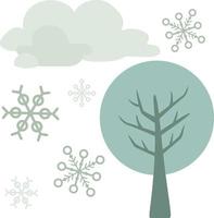 árvore fofa e flocos de neve ilustração vetorial de ilustração de férias de inverno clipart vetor