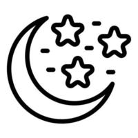 vetor de contorno do ícone de insônia da lua. pessoa de cama