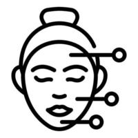vetor de contorno do ícone de massagem facial spa. rosto de mulher
