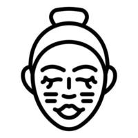 vetor de contorno do ícone de massagem facial jade. beleza da pele