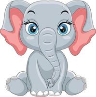 desenho animado feliz bebê elefante sentado vetor