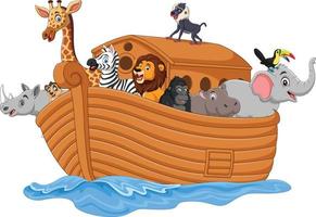 arca de noé dos desenhos animados com animais vetor