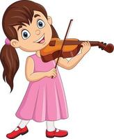 desenho animado menina tocando violino vetor