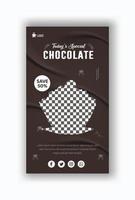 modelo de histórias de mídia social de promoção de menu de chocolate ou sorvete vetor