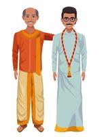 personagens de desenhos animados de homens indianos vetor