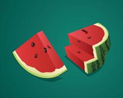 ilustração de fatia de melancia em fundo verde vetor
