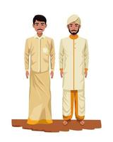 personagens de desenhos animados de homens indianos vetor