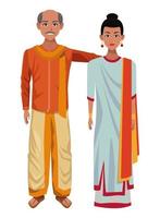 personagens de desenhos animados de casal indiano vetor