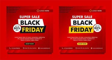 modelos de banner de mídia social vermelho gradiente preto venda sexta-feira vetor