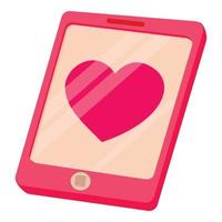 smartphone com ícone de coração, estilo cartoon vetor