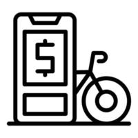 vetor de contorno do ícone de aluguel de bicicleta para smartphone. aplicativo público