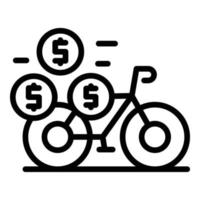 vetor de contorno do ícone de compartilhamento de pagamento de bicicleta. sistema de aluguel