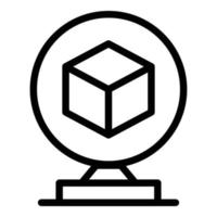 Vetor de contorno do ícone do cubo 3D. indústria de impressoras