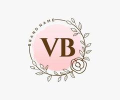 logo feminino inicial vb. utilizável para logotipos de natureza, salão, spa, cosméticos e beleza. elemento de modelo de design de logotipo de vetor plana.