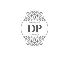 dp letras iniciais coleção de logotipos de monograma de casamento, modelos modernos minimalistas e florais desenhados à mão para cartões de convite, salve a data, identidade elegante para restaurante, boutique, café em vetor