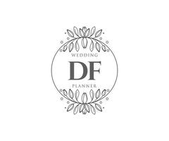 df letras iniciais coleção de logotipos de monograma de casamento, modelos minimalistas e florais modernos desenhados à mão para cartões de convite, salve a data, identidade elegante para restaurante, boutique, café em vetor
