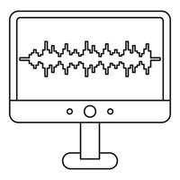 ondas sonoras em um ícone de monitor de computador vetor