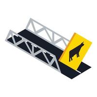 vetor isométrico de ícone de aviso de gado. ponte e sinal de estrada de aviso
