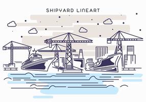 Ilustração do Lineart do trabalho do Shipyard vetor