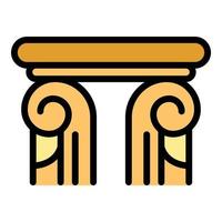 vetor de contorno de cor de ícone de coluna grega