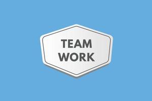 botão de texto de trabalho em equipe. botões da web de rótulo de ícone de sinal de trabalho em equipe vetor