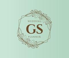 gs letras iniciais coleção de logotipos de monograma de casamento, modelos minimalistas e florais modernos desenhados à mão para cartões de convite, salve a data, identidade elegante para restaurante, boutique, café em vetor