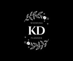 kd letras iniciais coleção de logotipos de monograma de casamento, modelos modernos minimalistas e florais desenhados à mão para cartões de convite, salve a data, identidade elegante para restaurante, boutique, café em vetor