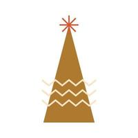 vetor isolado do elemento geométrico do Natal. férias de inverno mosaico geométrico triangular árvore de Natal, desenhada em formas abstratas. ilustração decorativa minimalista de ano novo na cor dourada